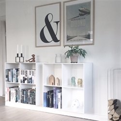 Stor KVADRAT reol med 4 rum - hvidmalet birk